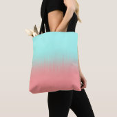 Koraal- en Turquoise Stripes Tote Bag (Dichtbij)