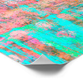 Koraal en Turquoise Weathered Polka Dot Paint Poster (Hoek)