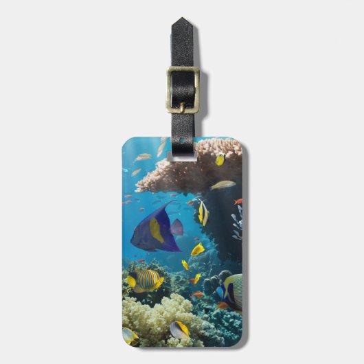 Koraal en vis in het Rode Zee, Egypte Bagagelabel (Voorkant verticaal)