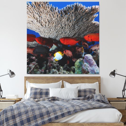 Koraal en vis muur decor canvas Print (Insitu (Slaapkamer))