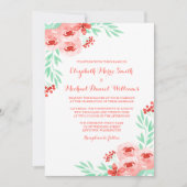 Koraal en Waterverf Floral Wedding Kaart (Voorkant)