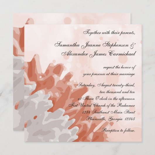 Koraal en White Reef Beach bruiloft uitnodigingen (Voorkant / Achterkant)