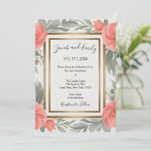 Koraal en Wijze - Romantische bruiloft uitnodiging (Staand voorkant)