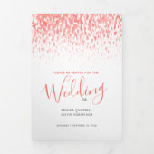 Koraal en wit abstracte kunst bruiloft ceremonie drieluik programma (Cover)