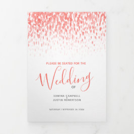 Koraal en wit abstracte kunst bruiloft ceremonie drieluik programma