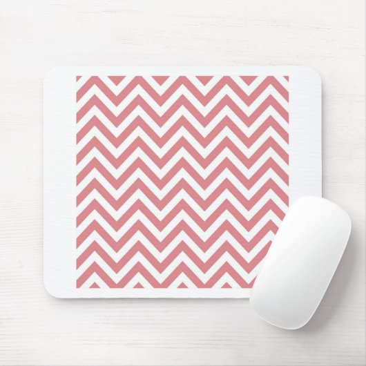 Koraal en wit Chevron Zigzag Pattern Muismat (Met muis)