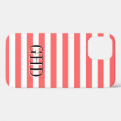 Koraal en wit gestreept monogram iPhone 12 hoesje (Achterkant (horizontaal))