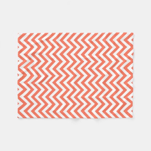 Koraal en wit groots Chevron ZigZag Pattern Fleece Deken (Voorkant (Horizontaal))