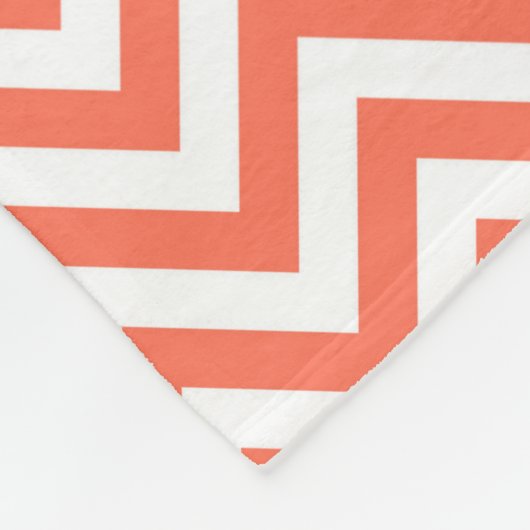 Koraal en wit groots Chevron ZigZag Pattern Fleece Deken (Hoek)