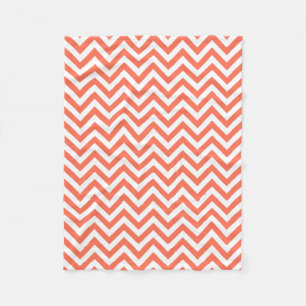 Koraal en wit groots Chevron ZigZag Pattern Fleece Deken
