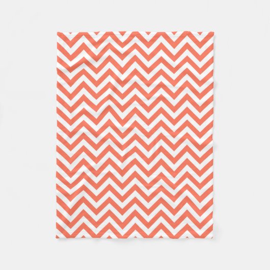 Koraal en wit groots Chevron ZigZag Pattern Fleece Deken (Voorkant)