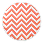 Koraal en wit groots Chevron ZigZag Pattern Keramische Knop (Voorkant)