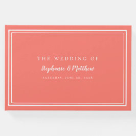 Koraal en wit klassieke eenvoudige moderne grafisc gastenboek