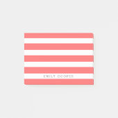 Koraal en Wit Klassieke Strepen Monogram Post-it® Notes (Voorkant)