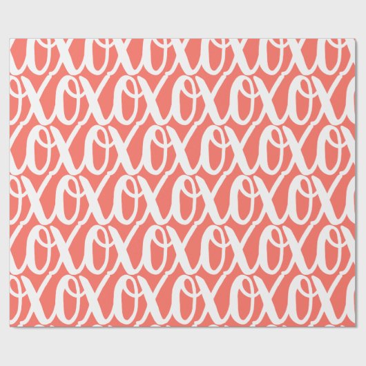 Koraal en wit leuk patroon cadeaupapier (Vlak)