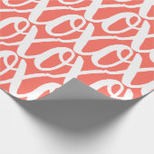 Koraal en wit leuk patroon cadeaupapier (Hoek)