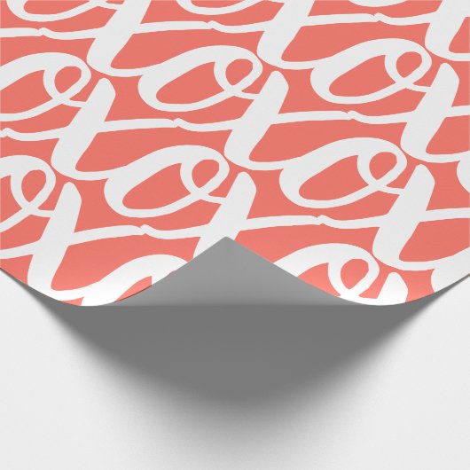 Koraal en wit leuk patroon cadeaupapier (Hoek)