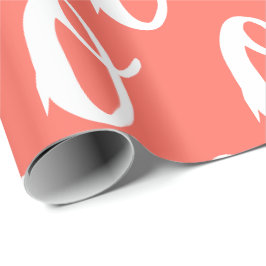 Koraal en wit leuk patroon cadeaupapier