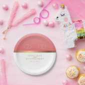 Koraal en wit met gouden harten papieren bordje (Feest)