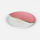 Koraal en wit met gouden harten papieren bordje (Gekanteld)