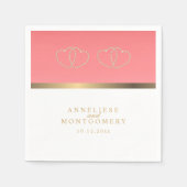 Koraal en wit met gouden harten servetten (Voorkant)