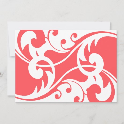Koraal en Wit Moderne Huwelijksuitnodiging Kaart (Voorkant)