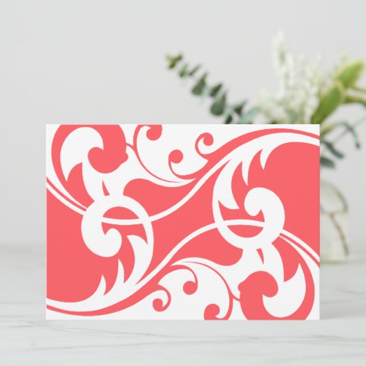 Koraal en Wit Moderne Huwelijksuitnodiging Kaart (Staand voorkant)