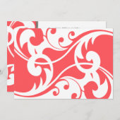 Koraal en Wit Moderne Huwelijksuitnodiging Kaart (Voorkant / Achterkant)