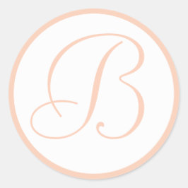 Koraal en Wit Monogrammed Bruiloft Envelop Afdicht Ronde Sticker
