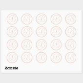 Koraal en Wit Monogrammed Bruiloft Envelop Afdicht Ronde Sticker (Vel)