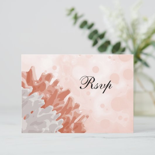 Koraal en wit rif RSVP kaartje (Staand voorkant)