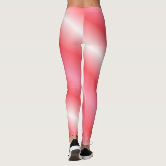 Koraal en wit - verticale streep leggings (Achterkant)
