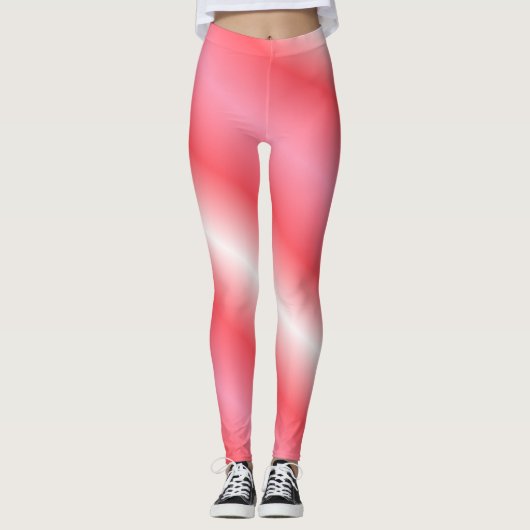 Koraal en wit - verticale streep leggings (Voorkant)