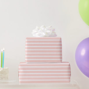 Koraal en wit, vijf strips cadeaupapier