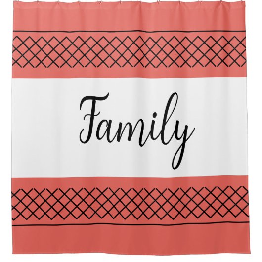 Koraal- en witfamilie douchegordijn (Voorkant)