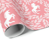 Koraal- en witloofpatroon cadeaupapier (Rol Hoek)