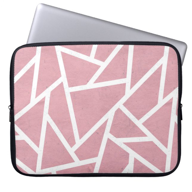 Koraal- en witmozaïekpatroon laptop sleeve (Voorkant)