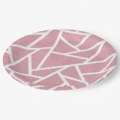Koraal- en witmozaïekpatroon papieren bordje (Gekanteld)