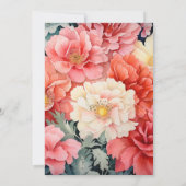 Koraal en witte bloemen bruiloft kaart (Achterkant)