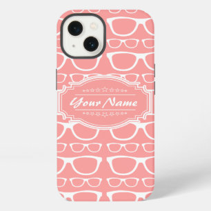 Koraal en Witte Bril voor Geeks met Gepersonalisee iPhone 13 Hoesje