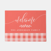 Koraal en Witte Buffalo Controle Welkome Gepersona Deurmat (Voorkant)