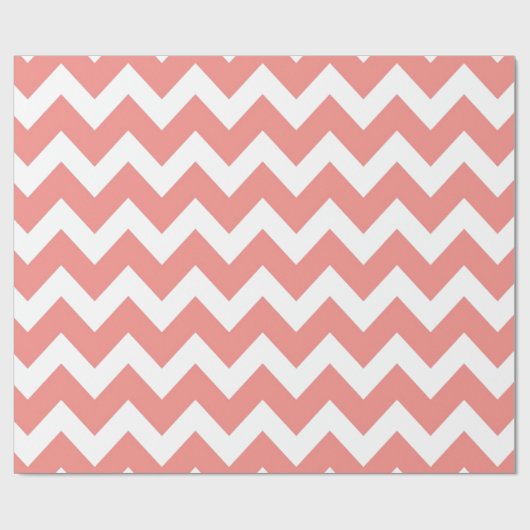 Koraal en witte Chevron Cadeaupapier (Vlak)