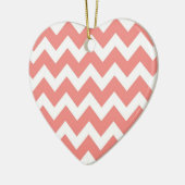 Koraal en witte Chevron Keramisch Ornament (Links)