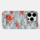 Koraal en Witte Gebosseerde Bloem Harmonie Case-Mate iPhone Case (Achterkant (horizontaal))