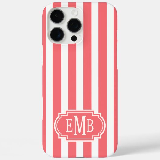 Koraal en witte gemerkte strepen Case-Mate iPhone case (Achterkant)