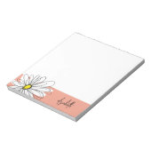Koraal en witte grillige Daisy met aangepaste teks Notitieblok (Linkerzijde)