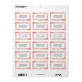 Koraal en Witte Kant Bruiloft Labels (Full Sheet)
