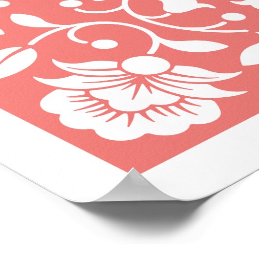 Koraal en witte kleur bloem poster (Hoek)