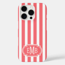 Koraal en witte monogramstrepen