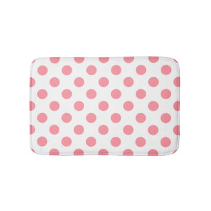 Koraal- en witte polkadots badmat